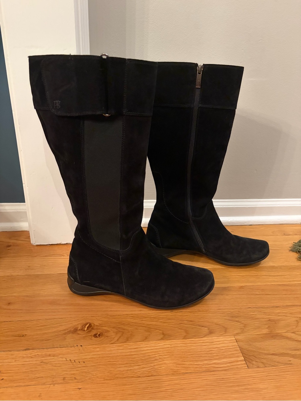 Paul Green "Abby" Black Suede Tall Riding Boots - Size 6.5 (US size 9)
